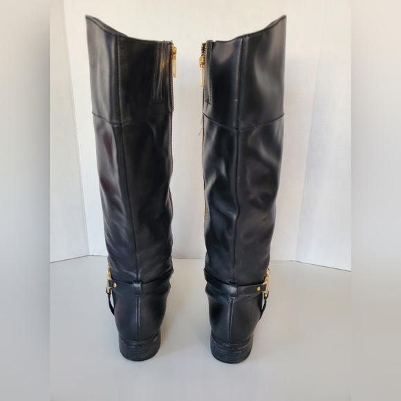 Michael Kors Fulton Harness Riding Boots Pull On Tall Black Rain Snow Size 10 M - Picture 6 of 15